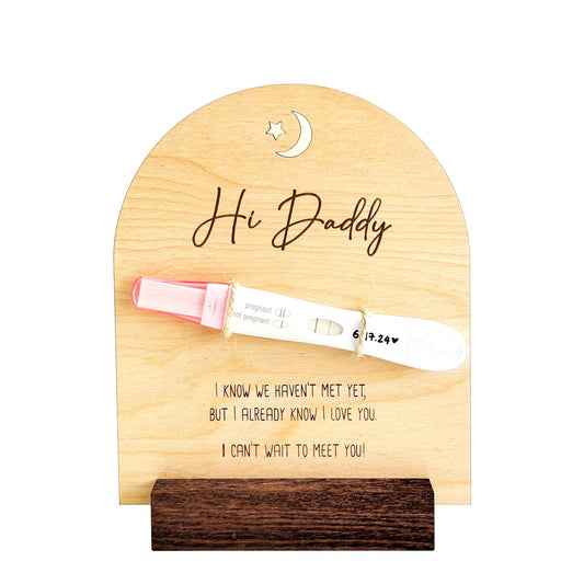 Wooden Pregnancy Announcement Sign for Dad by MAYAPHILOS: Engraved Keepsake with Test Stick Slot, Perfect New Baby Reveal Gift Idea for Expecting Fathers. Compatible with 0-3 Years Old. Includes 1 Piece.