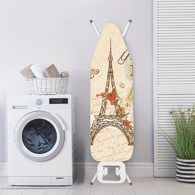 Elegant Eiffel Tower Print Ironing Board Cover, 38.1x137.16 cm, with Luxurious Padding, Elasticized Edge, Stain-Resistant Material - Ideal Birthday Present for Home and Kitchen Ironing Boards