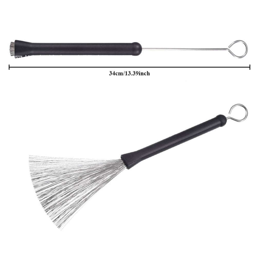 ProDrum Retractable Drum Brush Set in Black, ideal for Jazz drumming, includes durable percussion accessories for drummers.