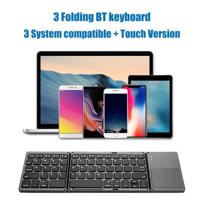 Foldable wireless keyboard for computers, offices, and travel.