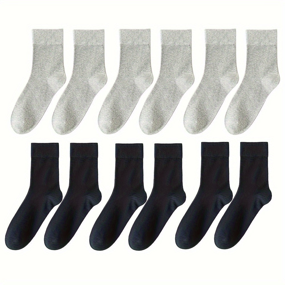 6 pairs of unisex cotton crew socks with loose-mouthed design for breathability and sweat absorption, offering soft and comfortable wear for both men and women. Trendy for business or