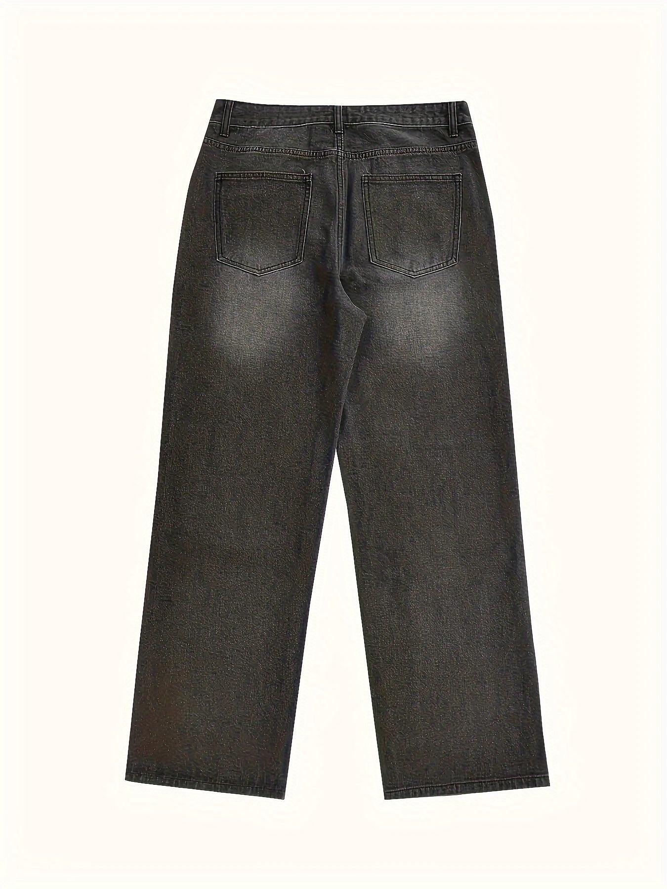 High-waisted wide leg jeans for women with a geometric pattern, raw wash, and loose fit. Made of 69% cotton, 15% polyester, 3% modal, and 13% rayon. All-season denim pants with 380g/m²