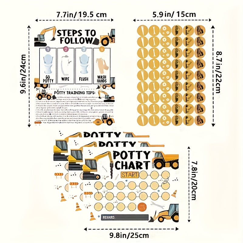 Qiziqarli Ekskavator Tualetga O'rgatish Jadvali, Oddiy Ko'rsatmalar va Qiziqarli Stikerlar bilan - Bolalar uchun Zaruriy Narsalar