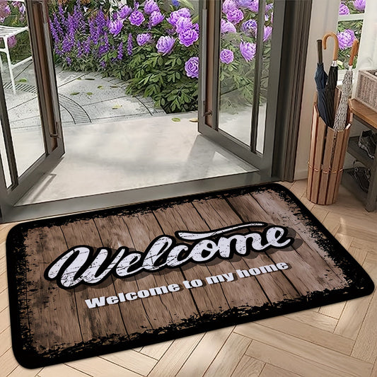 Vintage Welcome Doormat with Anti-Fatigue Foam for Kitchen and Bathroom - Non-Slip, Soft and Thickened, Ideal for Indoor Entrances and Home Floors