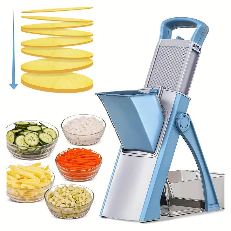 This versatile vegetable cutter can be used for slicing, grating, and chopping in multiple ways, serving as a reliable kitchen tool to make cooking easier and more efficient.