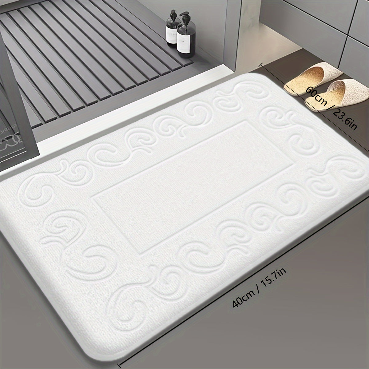 Memory Foam Bath Mat with Soft Rebound - Lightweight, Quick Drying, and Rectangular shape