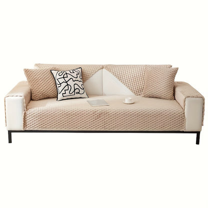 Non-slip sofa cover with honeycomb pattern, ideal for all seasons and protecting furniture in any room.