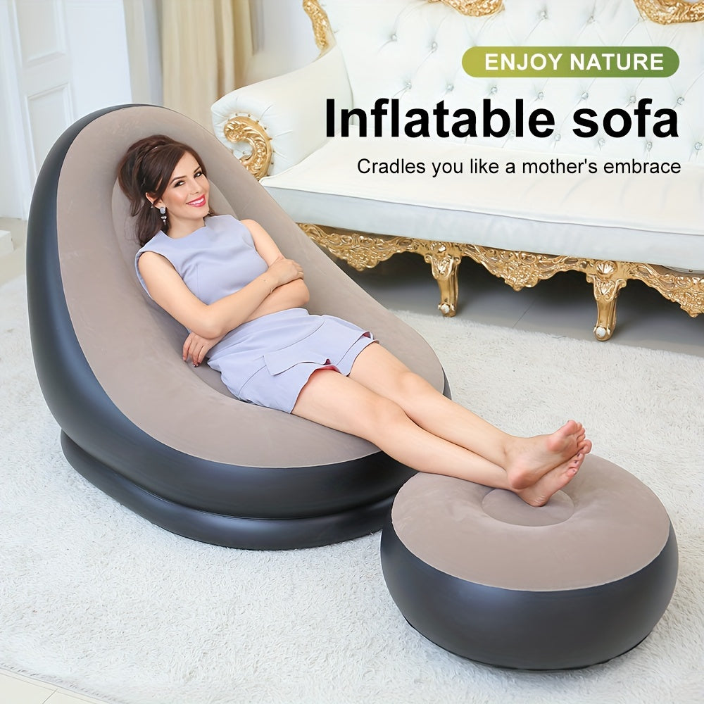 Lazy Sofa with Footrest: Portable Outdoor Lounge Chair.