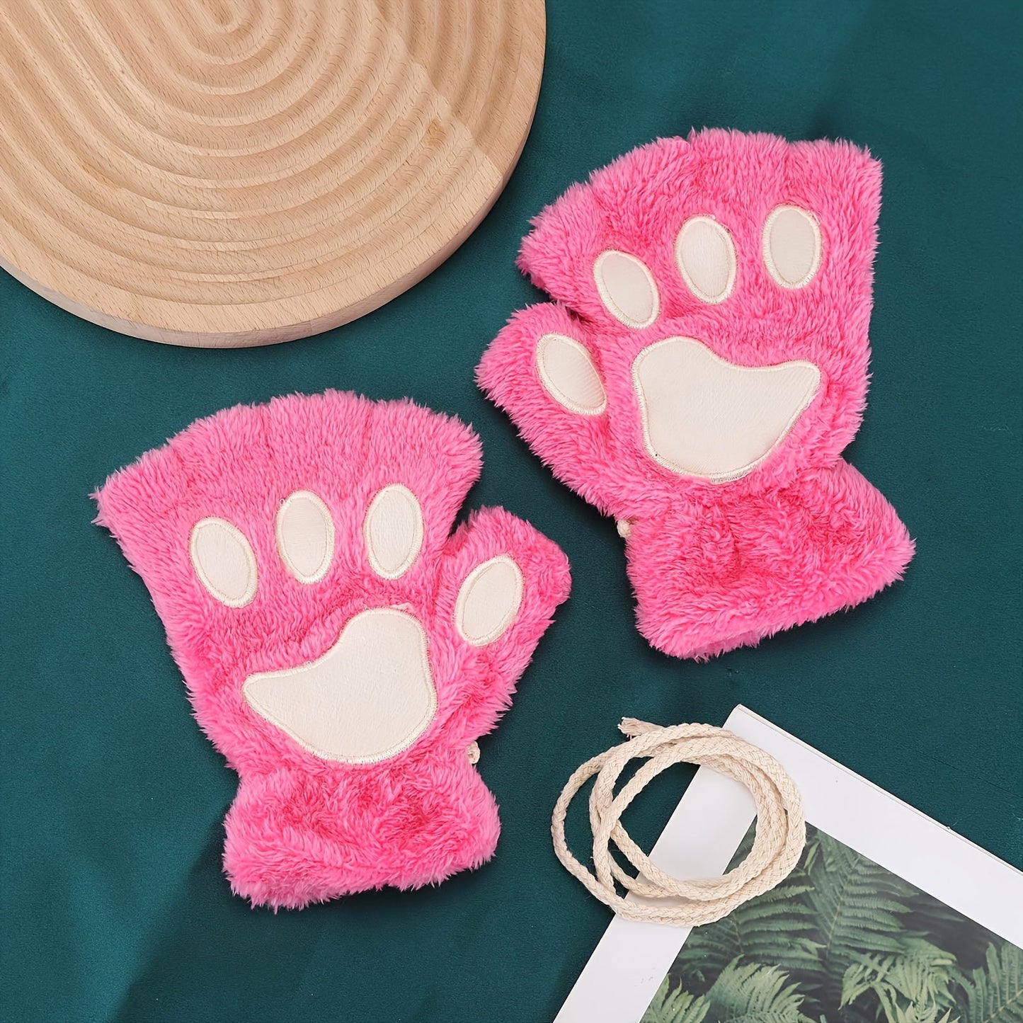 Warm, cute and cozy Kawaii Cat Paw Plush Gloves for women, perfect for keeping your hands warm in Autumn and Winter. Made of thickened, soft fleece material with half fingers design to keep you comfortable and coldproof.