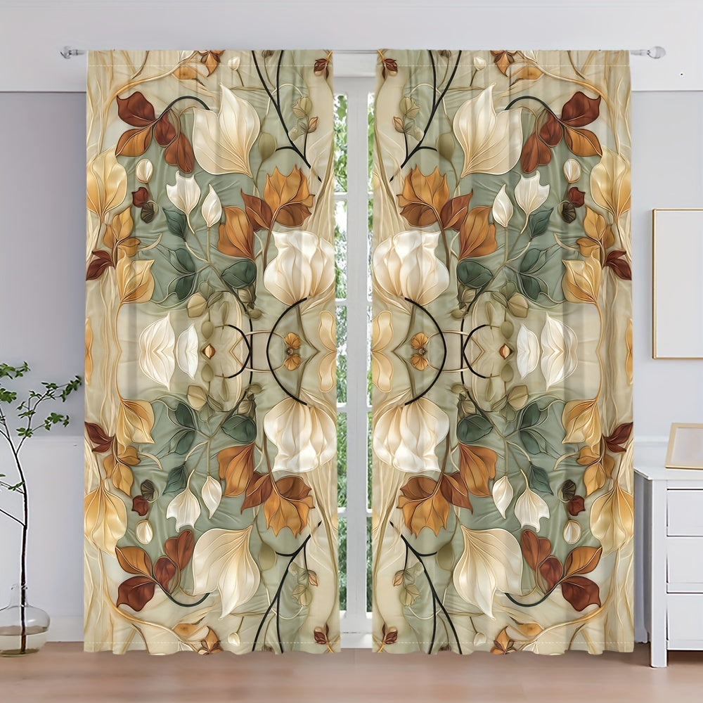 Two pieces of Floral Pattern Curtains to Beautify Your Bedroom or Living Room with Window Treatments and Home Decor