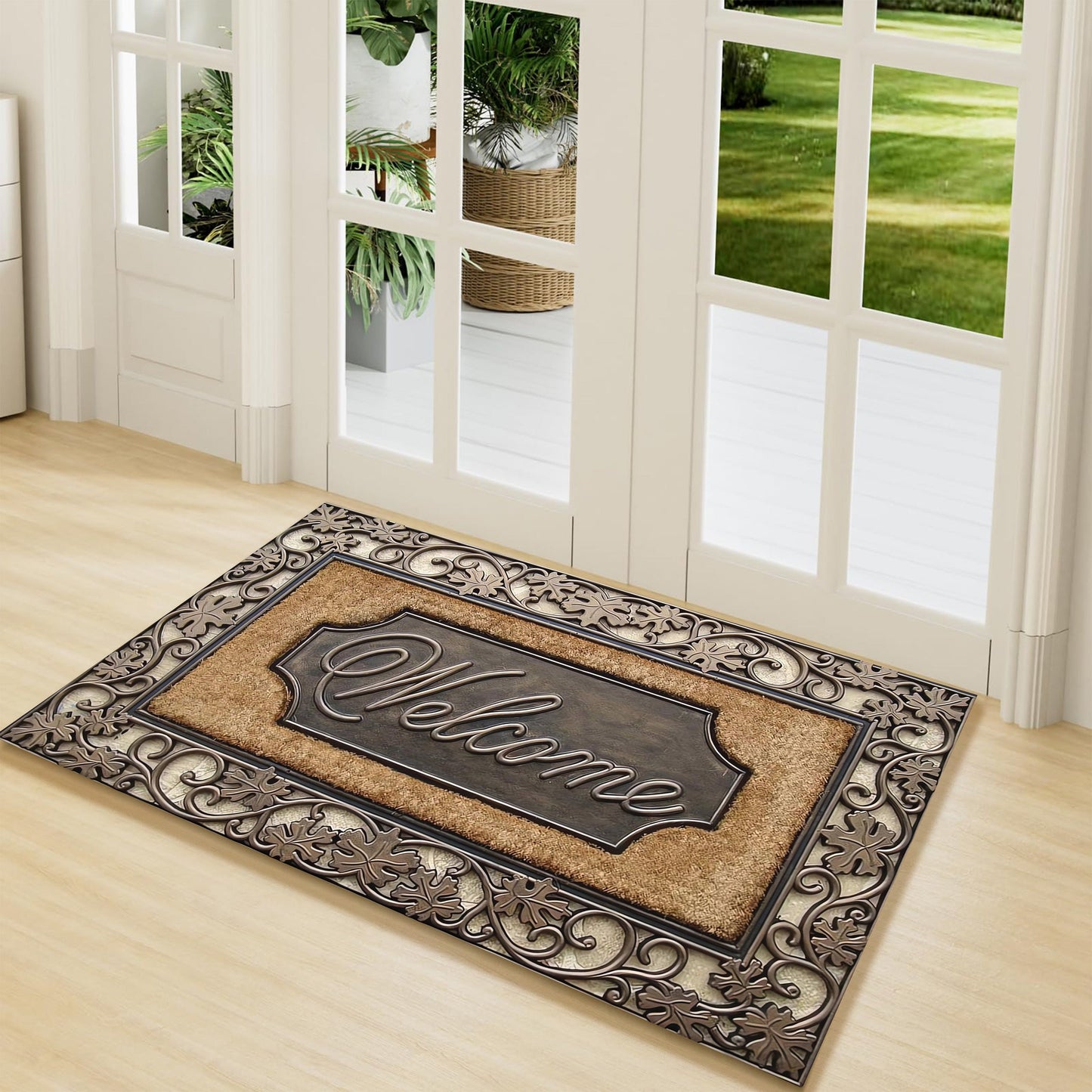 Welcome Home Doormat, with Abstract Line Pattern: Made of 100% Polyester, 6mm Thick, Non-Slip Rubber Backing, Machine Washable - Durable, Easy to Clean, and Decorative Mat for Door, Bathroom, and Entryway - Available in Multiple Sizes