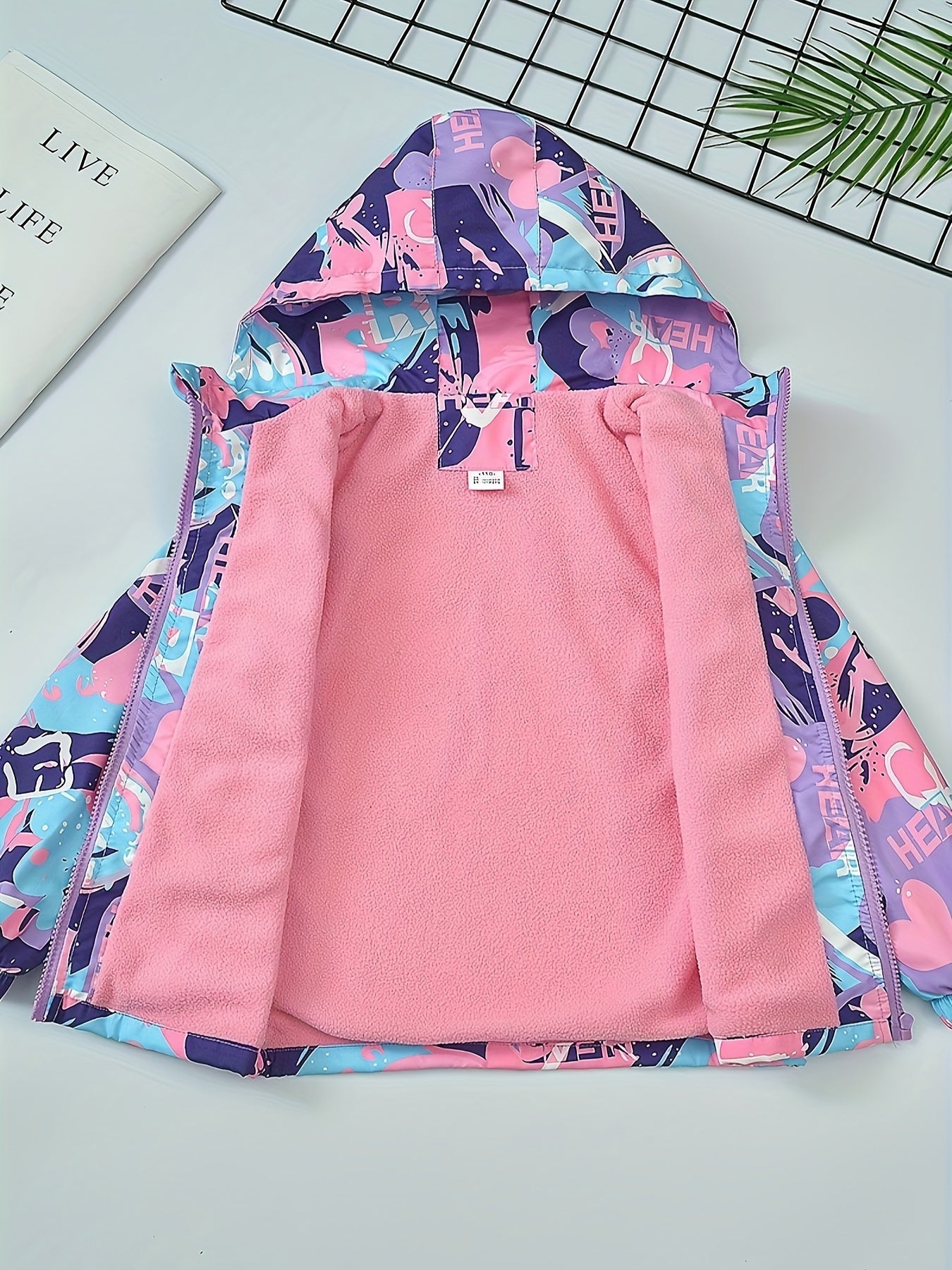 Dormy Fairy Tales Girls' 3-in-1 Ski Jacket - Windproof, Waterproof & Warm with Cartoon Hood for Casual Outdoor Wear.