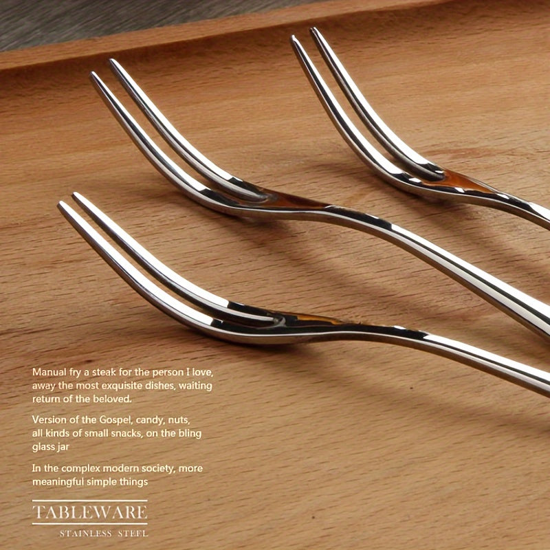 10-piece stainless steel fork set for desserts, fruits, nuts, and salads. Versatile for use at home, restaurants, and parties.