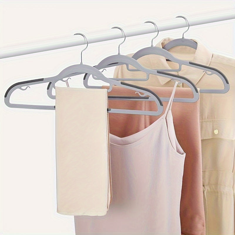 Set of 10 Strong Plastic Hangers with Grip Grooves and Corner Protection - Perfect for Keeping Your Closet Neat and Organized, Great for Air Drying Clothes