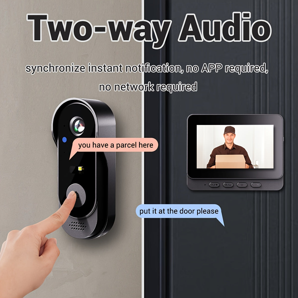 Video Doorbell X8: Wireless, Touch Control, Night Vision, USB Powered, Rechargeable Battery.