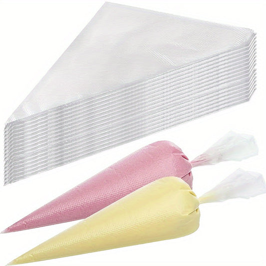 100 pieces of disposable piping bags for cake decoration - triangular icing and frosting bags for cookies, cupcakes, and desserts - essential for kitchens and restaurants.