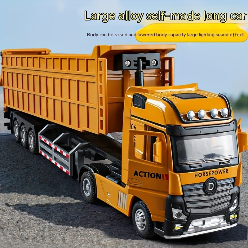 Large yellow alloy construction truck toy for boys, ideal for winter