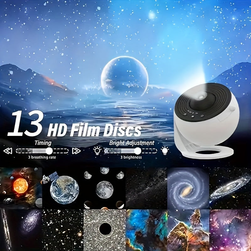 Dynamic Globe Creative with 12pcs Film for Galaxy Starry Sky Projection Lights Indoor Rotating Atmosphere Projector for Dreamy Universe Star Projections in Bedrooms.