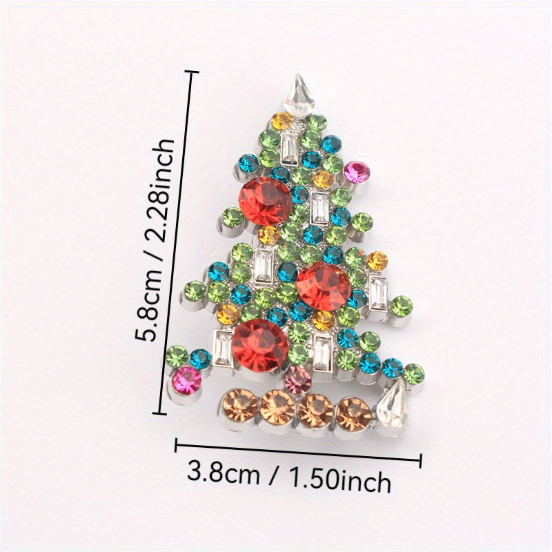 Exquisite Vintage Rhinestone Christmas Tree Brooch Featuring Enamel - A One-of-a-Kind, Opulent Gift for Both Women and Men