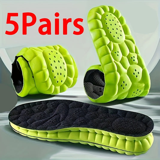 5 pairs of lightweight, soft insoles for comfortable and non-tiring feet in sports and casual shoes.