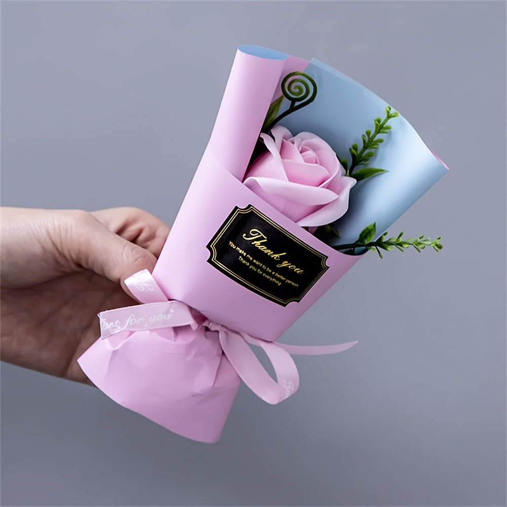 Romantic mini rose soap flower bouquet - ideal for Valentine's Day, Christmas, birthdays, and Thanksgiving decorations