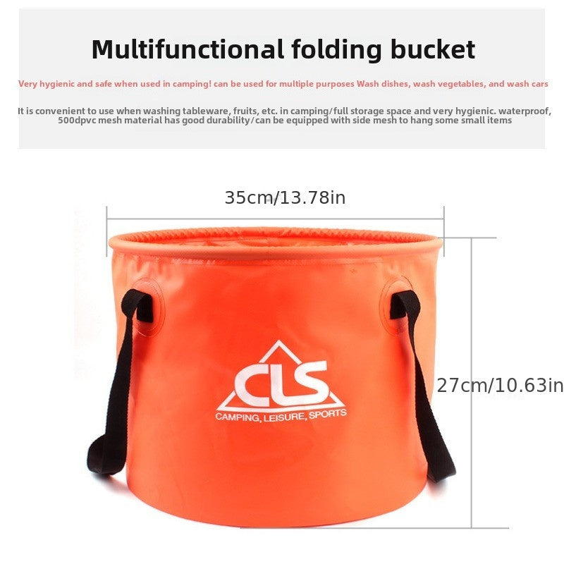 New Outdoor Folding Double Layer Bucket with Drain Basket for Washing Vegetables and Dishes, Great for Camping and Fishing. Includes Telescopic Fishing Bucket and Gear Bag.