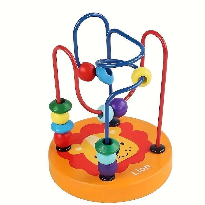 Colorful wooden parrot bead toy with music and interactive educational game for cognitive skills. Ideal for bird enthusiasts.