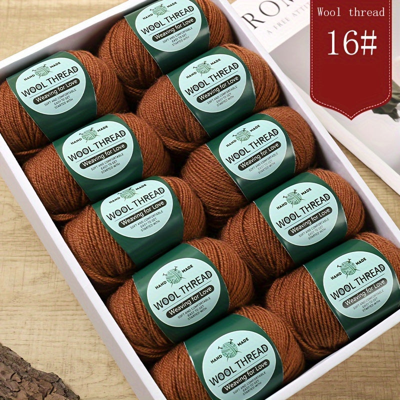 10 pieces of Australian yarn, each pack weighing approximately 500g with 10 balls. It has a moderate thickness, is easy to knit, soft, and warm. Ideal for crocheting sweaters, coats, vests