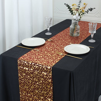 Luxurious golden sequin table runner perfect for elegant celebrations and parties with a glamorous vibe.