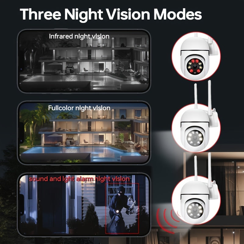 Introducing the Zhxinsd Wireless Security Camera - a high-quality 2MP camera that offers 2.4G WiFi connectivity for seamless home surveillance. With built-in auto tracking, color night vision, and two-way audio, this smart PTZ camera is perfect for both