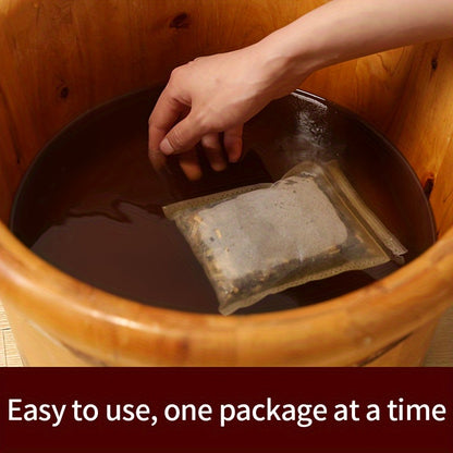 8 Herbal foot soak bags containing 12 traditional Chinese herbs for deep cleansing and relaxation of tired, cold feet.