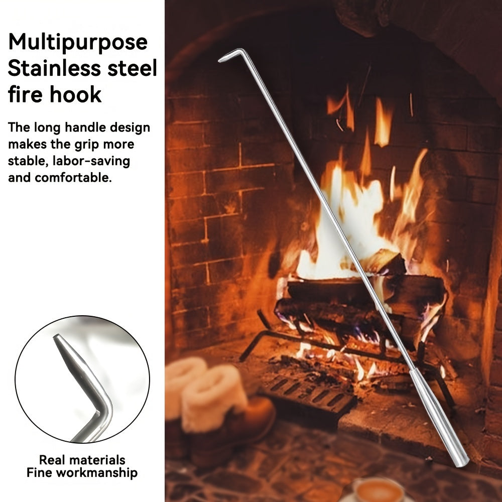 Stainless Steel Fireplace Hook: Ergonomically Designed, Rust-Resistant Tool for Indoor and Outdoor Activities - Ideal for BBQs, Camping, and More