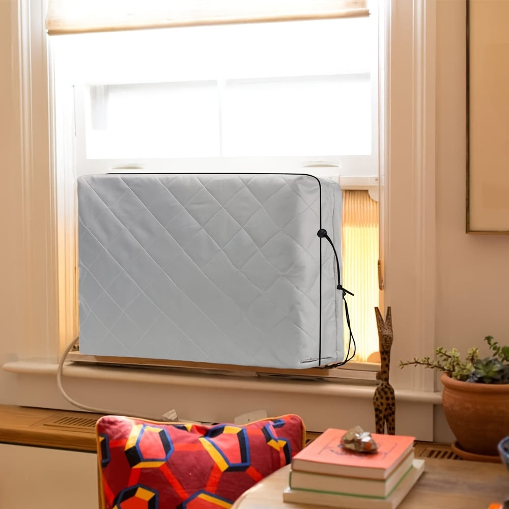 Protective Cover for Window Air Conditioner - Save Energy, Dual Layer Insulation with Adjustable Elastic Strap and Drawstring for Indoor AC Units