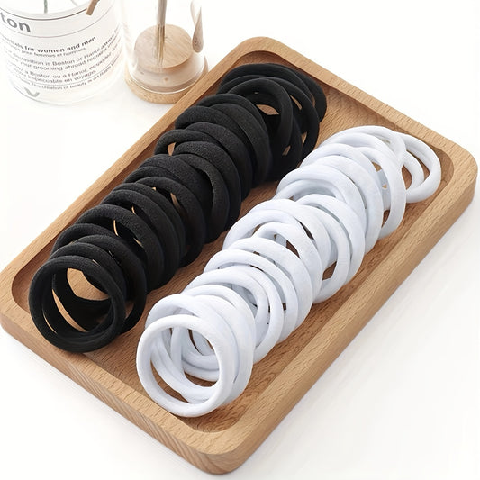 50/100 Black hair bands for women and girls, high elastic rubber bands for ponytail holder.