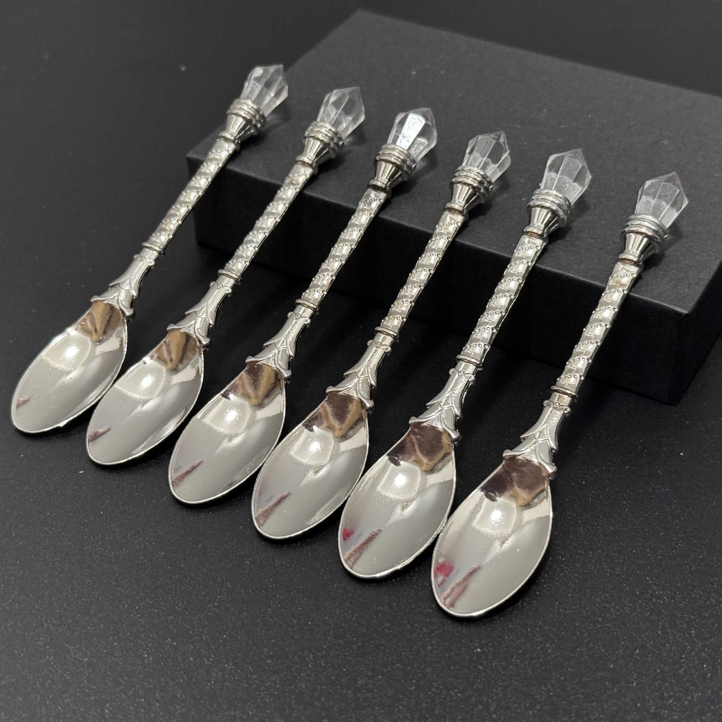 Elegant Gold-Plated Coffee Spoon with Crystal Handle: Ideal for Celebrating Christmas, Halloween, Easter, Hanukkah, and Thanksgiving