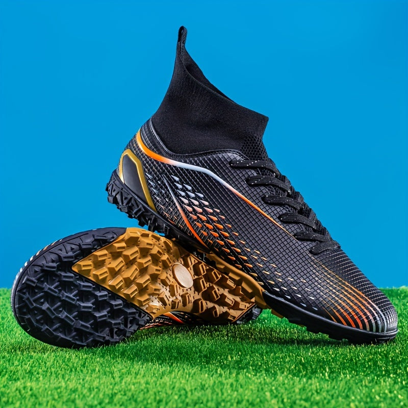 Professional high-top soccer cleats for training and competition, made from breathable PU material suitable for all seasons.