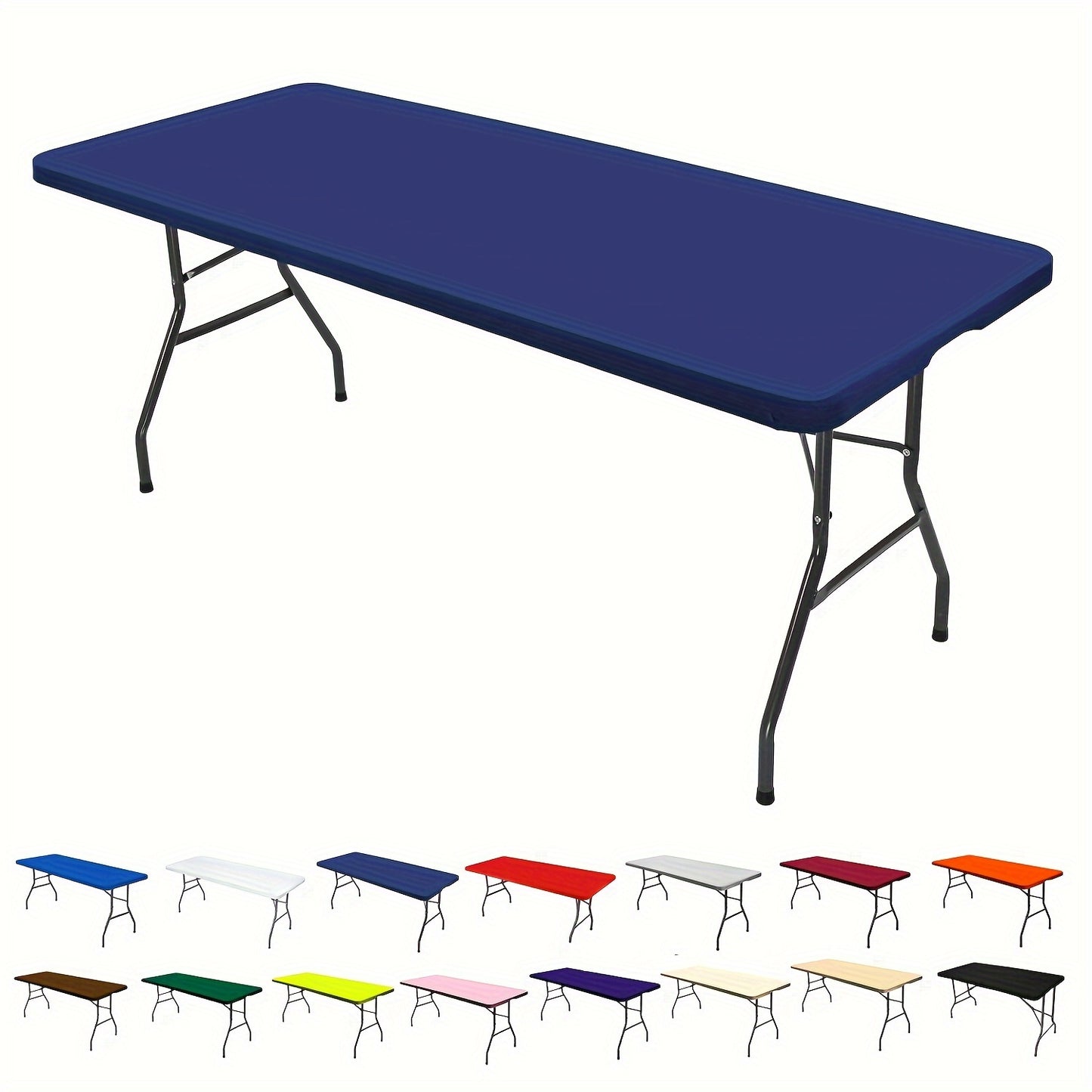 Polyester half pack stretch table cover for Christmas parties, suitable for indoor and outdoor use.