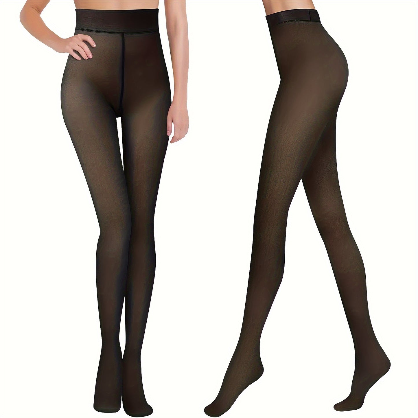 200G Thermal Fleece Tights for Women, Sexy Winter Pantyhose, Translucent and Slim with Elastic Velvet for warmth