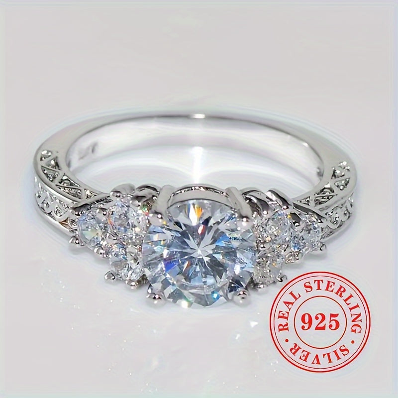 Stunning 925 Sterling Silver Women's Anniversary Ring with Sparkling Cubic Zirconia Detailing, Ideal for Weddings, Parties, and Valentine's Day. Comes in a Beautiful Gift Box - A Dazzling Addition to Your Collection of Fashion Jewelry, Perfect for