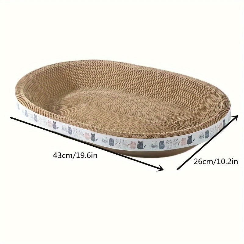 Sturdy cat scratching board with bed, keeps sofa scratch-free, oval post