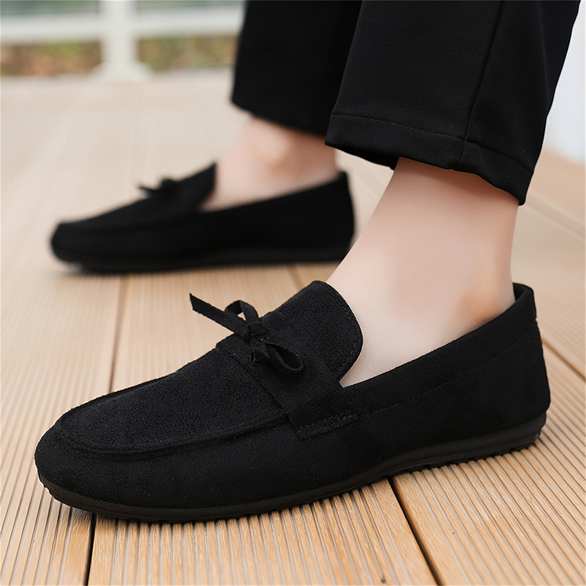 Men's slip on loafers with solid color, non-slip rubber sole. Suitable for banquet, office, and weddings.