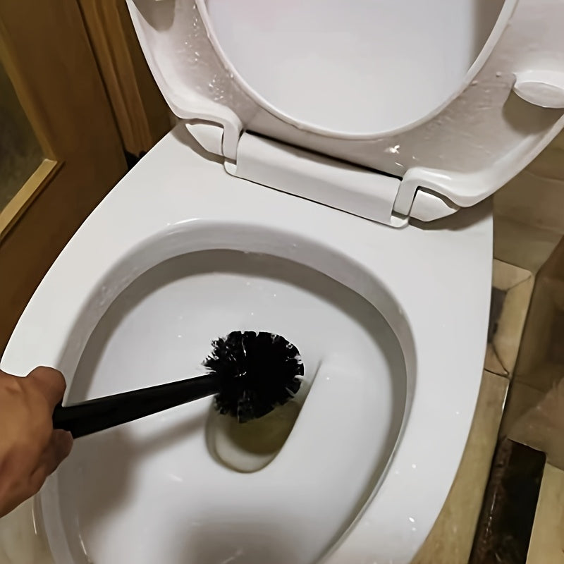 Non-Electric Toilet Brush Set with Flexible Long Handle, Plastic Cleaning Brush for Bathroom Bowls with No Dead Corner Design, Holder Included for Living Room, Bathroom, Toilet, Patio - Manual Cleaning Tool