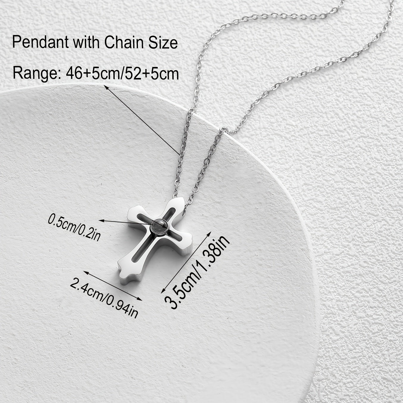 Get a Personalized Picture Engraved on Stainless Steel Cross Pendant Necklace: Elegant Jewelry for Women, Perfect for Daily Wear & Mother's Day Gift, All-Season Holiday Favorite