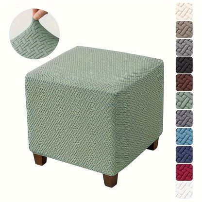 Polyester spandex stool cover with elastic closure, machine washable. Small size.