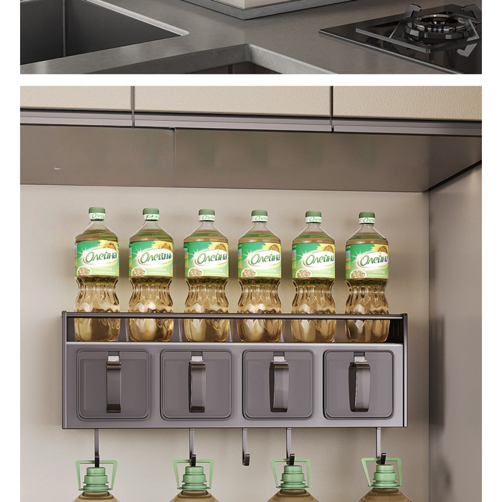 Wall-mounted Kitchen Spice Box Seasoning Shelf: A multifunctional storage set of spice jars for home use.