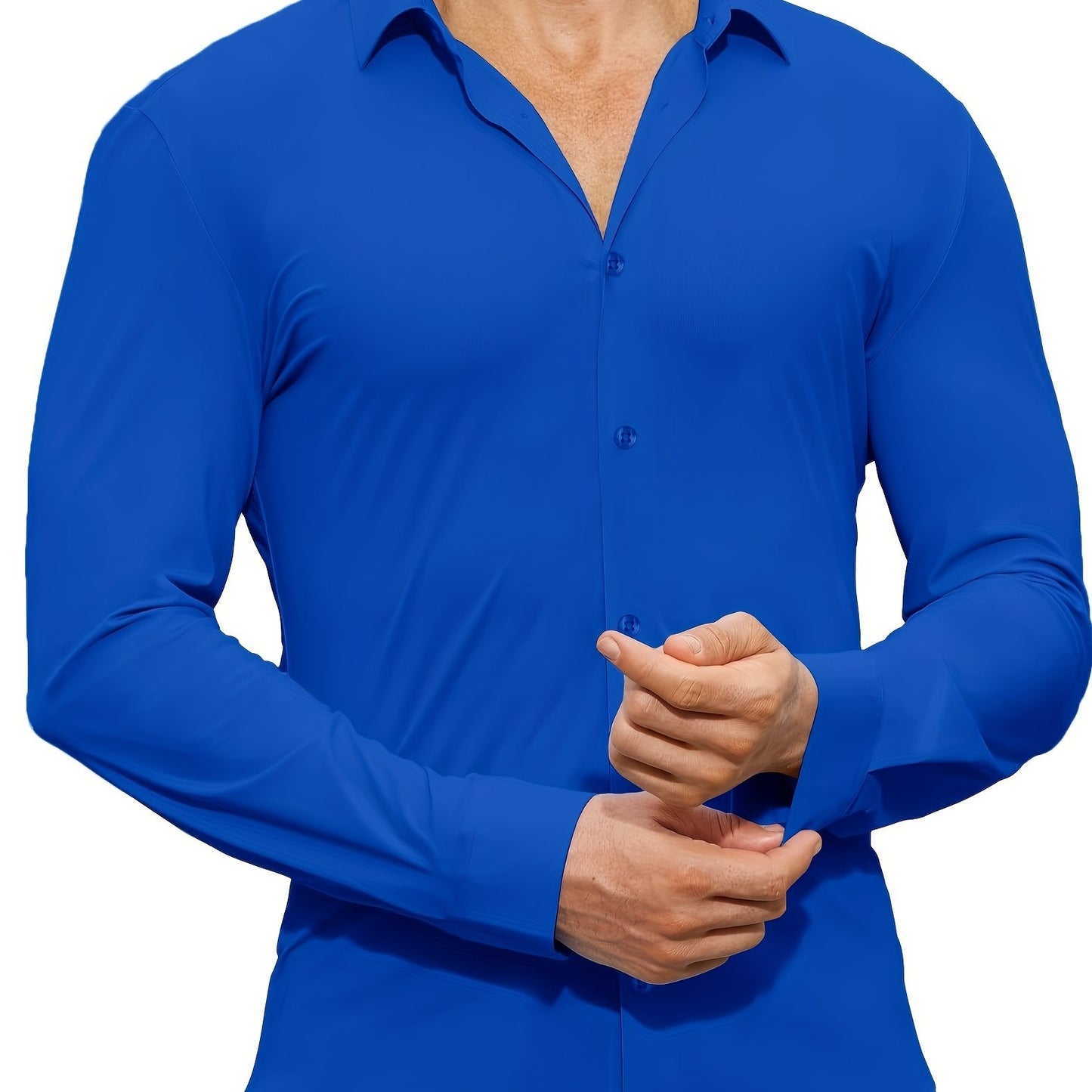 Men's Solid Color Long Sleeve Lapel Shirt, Perfect Casual Gift