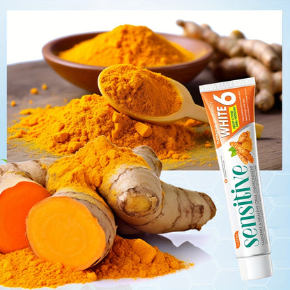 1pc 100g Turmeric toothpaste for whitening & brightening, deep cleaning, fresh breath, oral care with natural ingredients