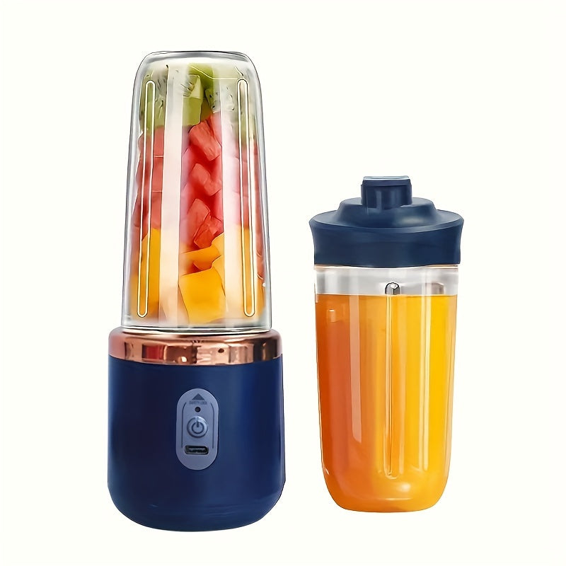 Portable 2-in-1 Juicer and Blender with USB Charging, Stainless Steel & Plastic, Rechargeable Lithium Battery - 1500mAh, Round Shape [Highly Rated Option]