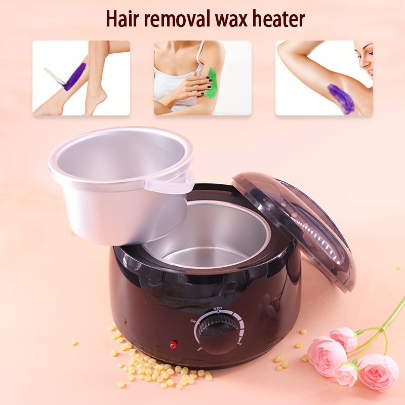 500cc Wax Bean Heater with digital control for hair removal, unscented, plug powered for European standard, suitable for salon and home use.