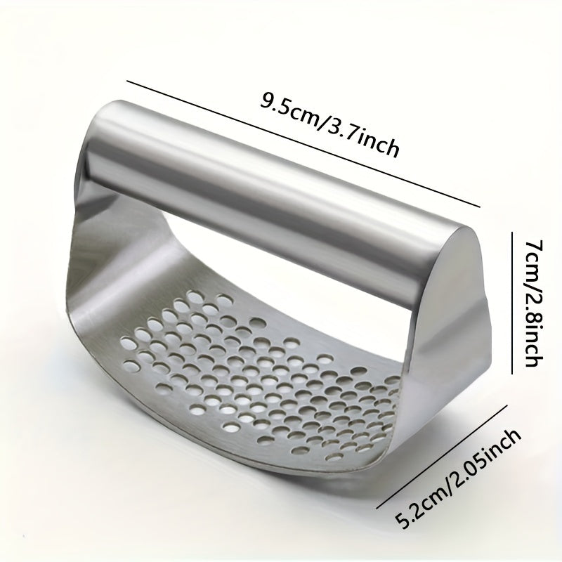 Easy-Clean Swing-Style Stainless Steel Garlic Press for Kitchen Use